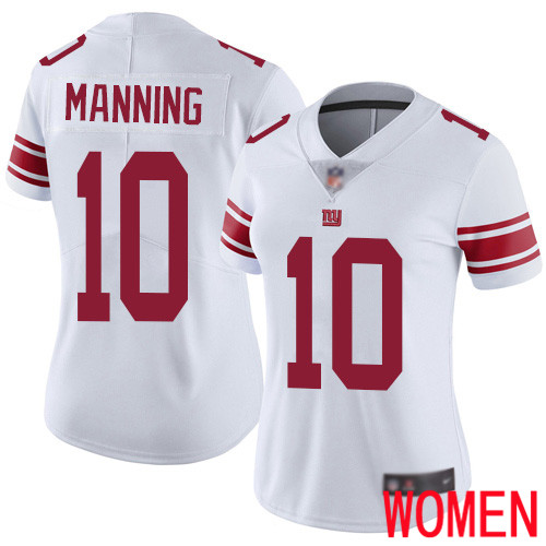 Women New York Giants #10 Eli Manning White Vapor Untouchable Limited Player Football NFL Jersey
